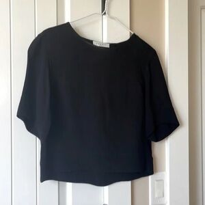 Sandro Paris Black Boxy Cropped Blouse with back cut-out detail Size 1 / S $178